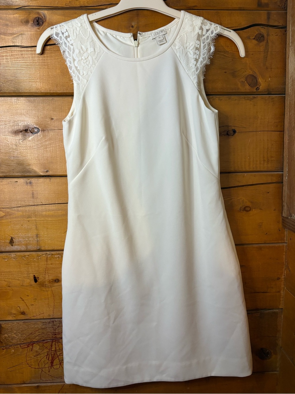 J.Crew Sleeveless Lace Shoulder Shift Dress cream size 00